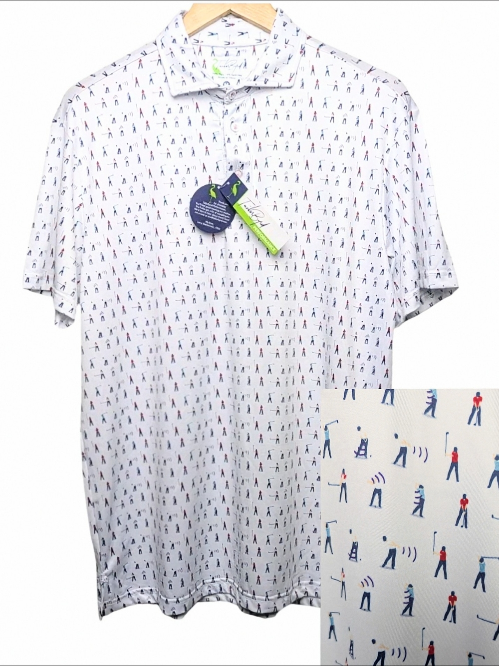 Tailorbyrd White Printed Golf Polo Shirt